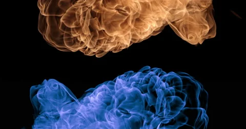 Orange Fire And Blue Fire. Transition. Stock Footage 172384654