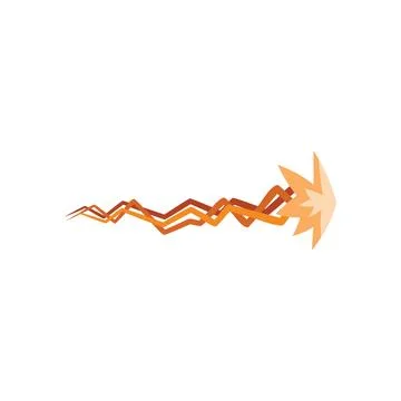 Orange fire arrow flying leaving wavy trail Stock Illustration