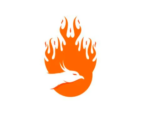 Orange fire ball with head phoenix 스톡 일러스트