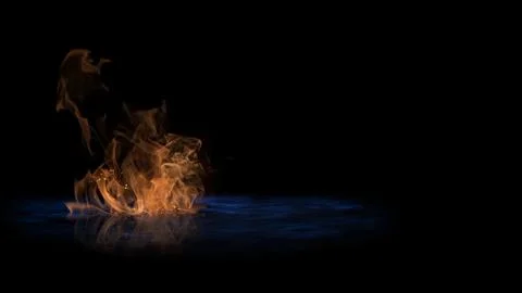 Orange Fire on Blue Water Stock Illustration