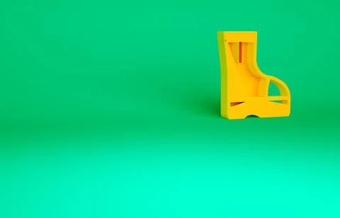 Orange Fire boots icon isolated on green background. Minimalism concept. 3d i Illustrazione stock