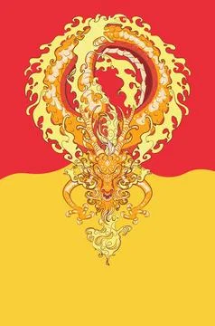 Orange fire dragon Stock Illustration