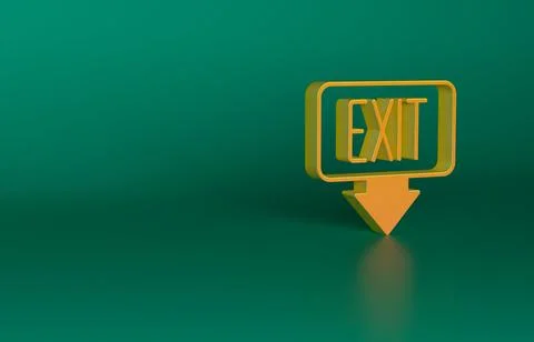 Orange Fire exit icon isolated on green background. Fire emergency icon Ilustración de archivo