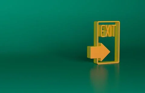 Orange Fire exit icon isolated on green background. Fire emergency icon Ilustración de archivo