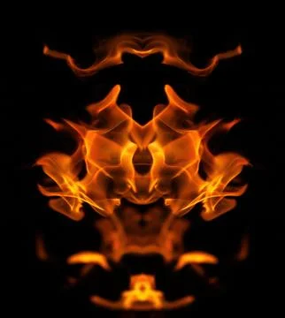 Orange fire flames on a black background Foto stock