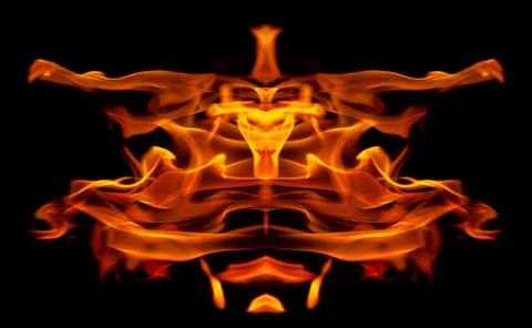 Orange fire flames on a black background Foto stock