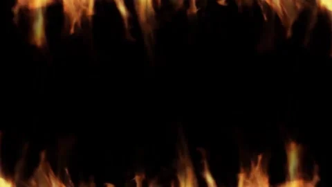 Orange Fire Flames Border Black Background Loop Stock Footage 346931976
