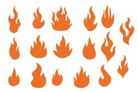 Orange fire flames with chalk crayon texture design Stock Illustration