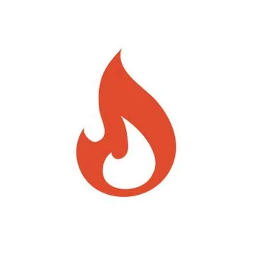 Orange fire icon. Vector illustration on withe background. Isolated. Illustrazione stock
