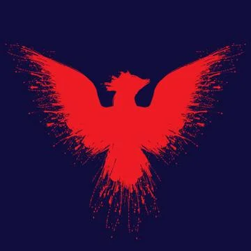 Orange fire phoenix grunge Stock Illustration
