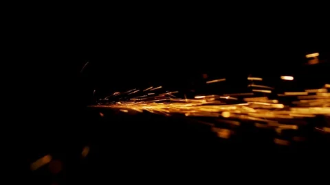 Orange fire sparks fly horizontally Stock-Footage 87570632