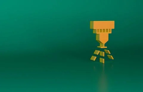 Orange Fire sprinkler system icon isolated on green background. Sprinkler, fire Stock Illustration