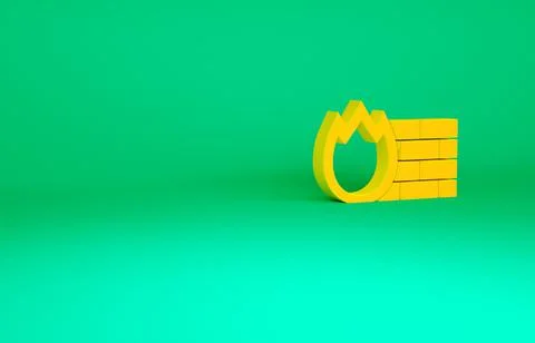 Orange Firewall, security wall icon isolated on green background. Minimalism  Stock Illustration