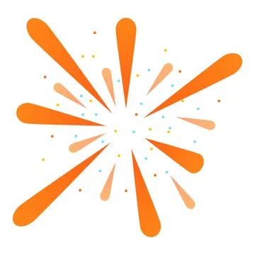 Orange firework exploding with colorful sparks on white background Illustrazione stock