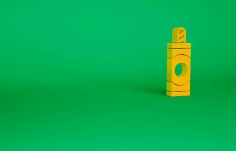 Orange Firework icon isolated on green background. Concept of fun party. Expl Stock Illustration