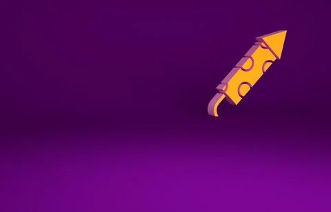 Orange Firework rocket icon isolated on purple background. Concept of fun par Stock Illustration