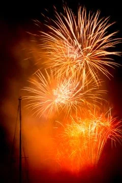 Orange fireworks Stock Photos