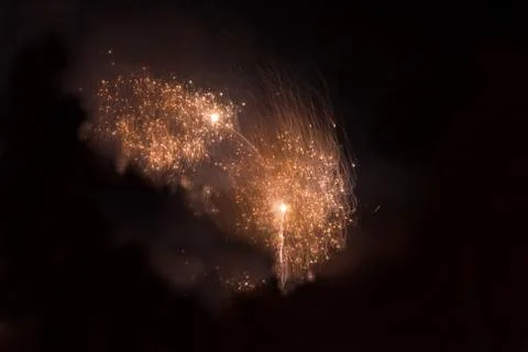 Orange fireworks Stock Photos