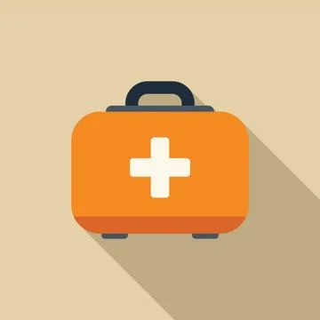 Orange first aid kit closed with long shadow Stock Illustration