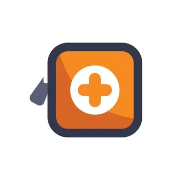 Orange first aid kit icon showing medical help Ilustração Stock