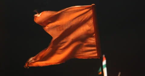 Orange Flag on Boat Night Stock Footage 279954350