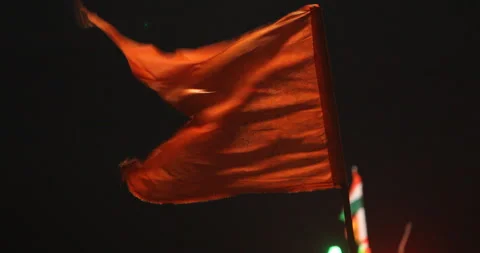 Orange Flag on Boat Night Stock Footage 279954464