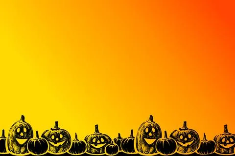 Orange Flame Bright Fire Gradient with Halloween Pumpkin Graphics Stock Illustration