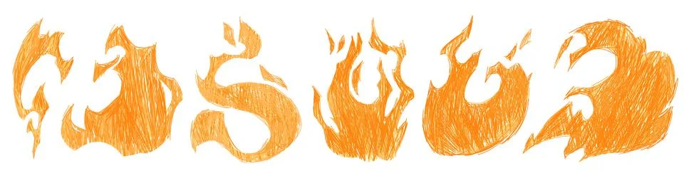 Orange flame scribble shapes Illustrazione stock