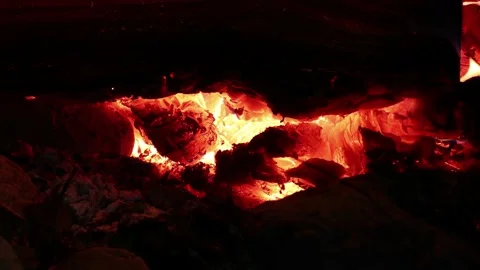 Orange flames of a campfire close-up. Stock Footage 195332926