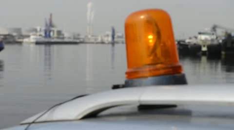 Orange flash light on top of car Stock Footage 11498702