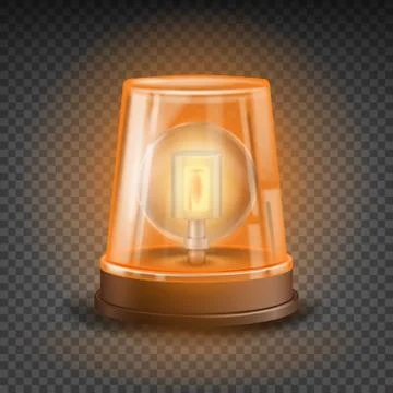 Orange Flasher Siren Vector. 3D Realistic Object. Light Effect. Rotation Beacon 스톡 일러스트