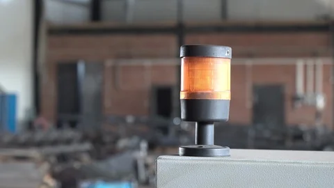 Orange flashing lamp cnc machine tool in production Stock Footage 120140678