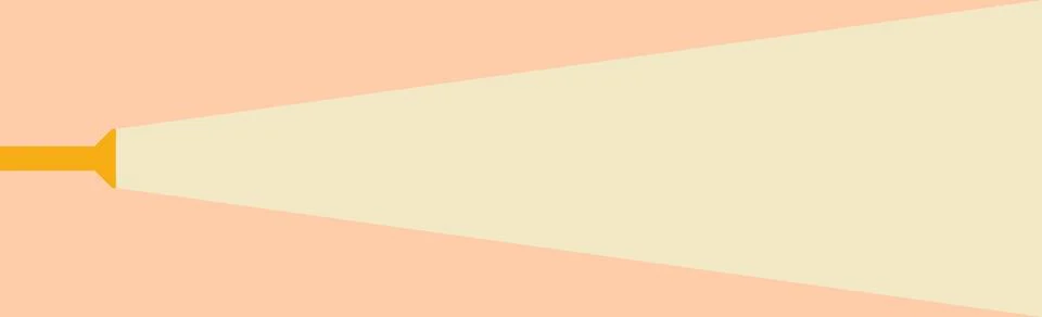 Orange flashlight beam, Directional light projection, Abstract light ray, War Stock Illustration