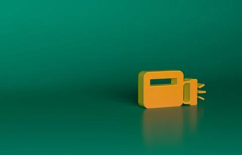 Orange Flashlight icon isolated on green background. Minimalism concept. 3D Stock Illustration