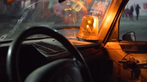 Orange Flashlight Inside Abandoned Car Emergency Stock-Footage 119056283