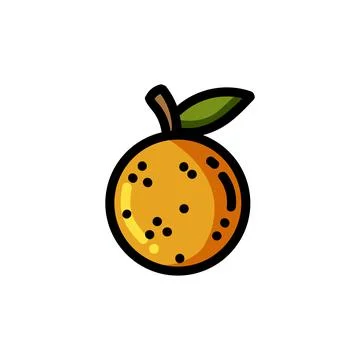 Orange flat outlined icon. Vector fruit logo isolated on white background. Ve Stock Illustration