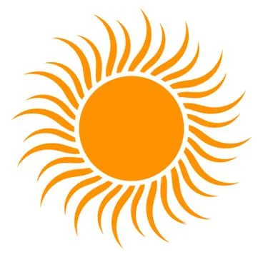 Orange flat sun symbol. Vector illustration Stock Illustration