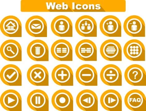 Orange Flat Web Icons 스톡 일러스트