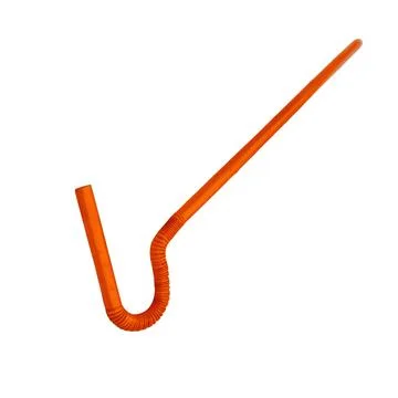 Orange Flexible Plastic Drinking Straw 스톡 사진