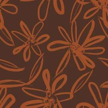 Orange Floral Brush strokes Seamless Pattern Background 스톡 일러스트