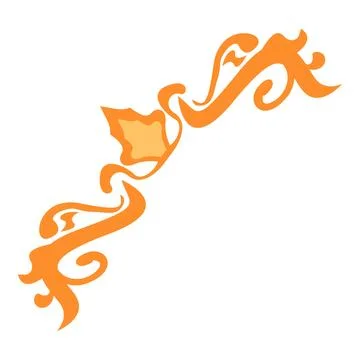 Orange floral decorative corner element flourishes with swirls Stock Illustration