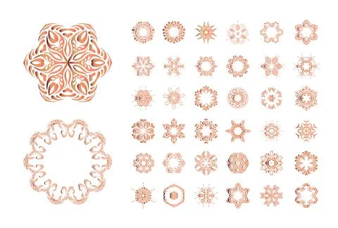Orange floral pattern isolated on white background Stockillustratie