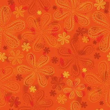 Orange floral seamless pattern Stock Illustration