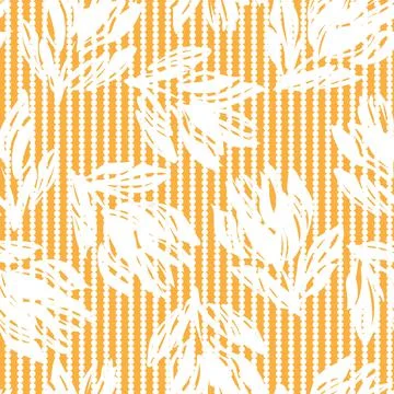 Orange Floral Seamless Pattern with striped Background Stock Illustration