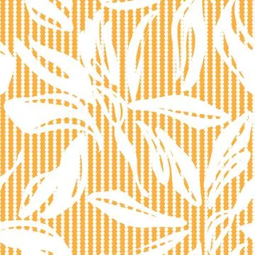 Orange Floral Seamless Pattern with striped Background Stock Illustration