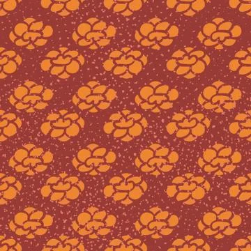 Orange floral seamless vector pattern on a textured background Stock Illustration