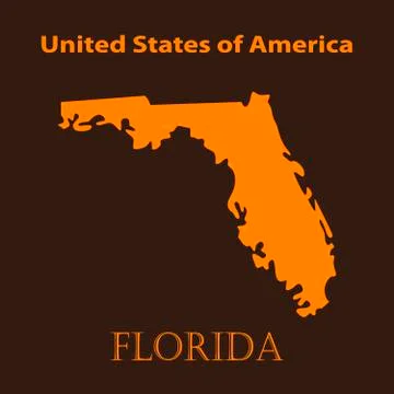 Orange Florida map - vector illustration. Stock Illustration