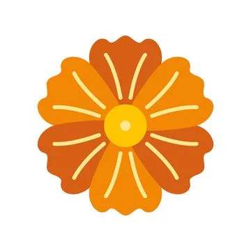 Orange flower blooming as a flat vector icon Stock Illustration