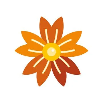 Orange flower flat icon isolated on white Stock Illustration