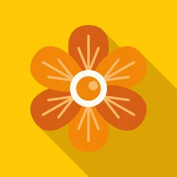 Orange flower icon with flat design and long shadow Stock Illustration